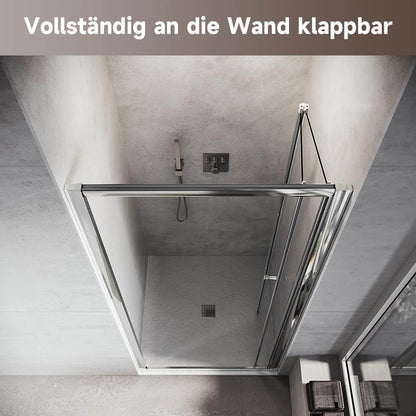 SONNI Cabina de ducha con puerta plegable y pared lateral