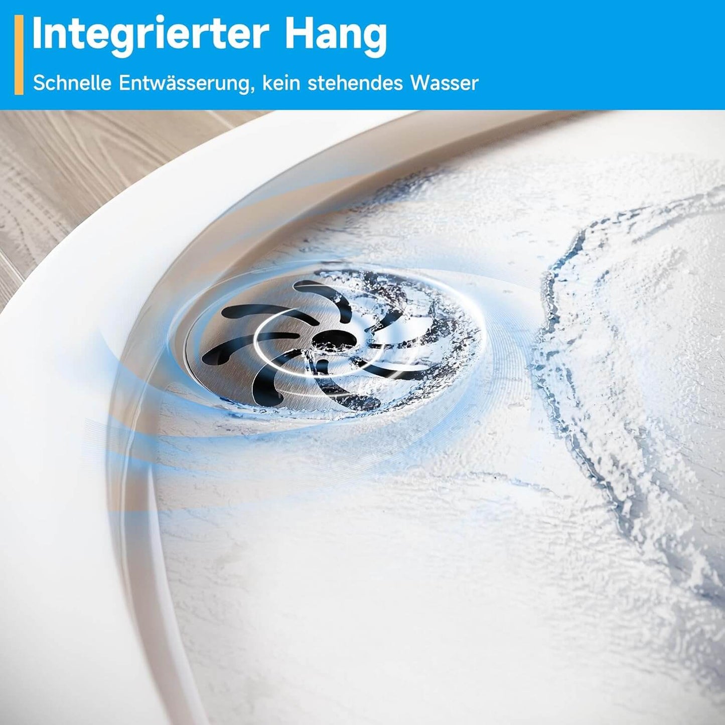 SONNI Plato de ducha ovalado de perfil bajo, con radio de 550 mm, extraplano, SMC, incluye desagüe