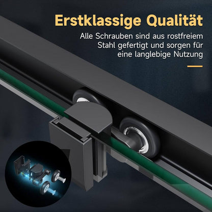 SONNI Puerta de ducha de cristal de seguridad, puerta corredera, cabina de ducha, color negro