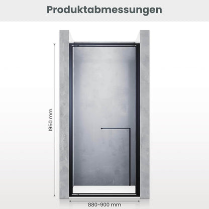 SONNI Puerta de ducha articulada con bisagra para ducha, cristal templado negro de 6 mm, con cristal lateral, barra de protección contra el agua, atracción magnética