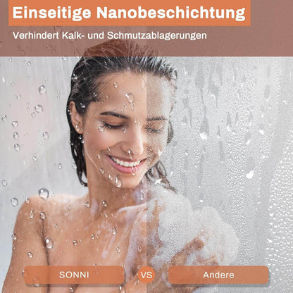 Sonni Cabina de ducha de color negro, 195 cm de altura, con puertas de péndulo de 6 mm, cristal Nano Esg, puerta con bisagras, sin marco