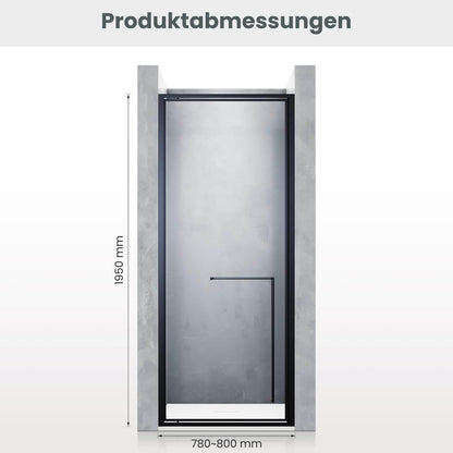 SONNI Puerta de ducha articulada con bisagra para ducha, cristal templado negro de 6 mm, con cristal lateral, barra de protección contra el agua, atracción magnética