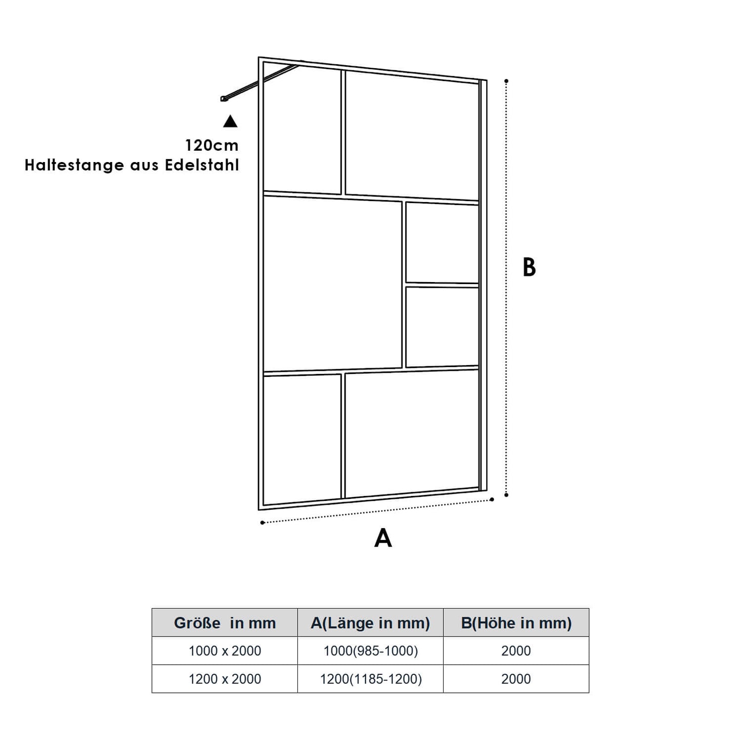 SONNI Mampara de ducha de marco blanco, acero inoxidable, soporte en forma de L, ancho ajustable, 6 mm, vidrio templado nano, montaje a izquierda o derecha