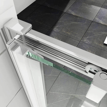 SONNI Puerta corredera de ducha  mampara de ducha de cristal, altura de 185 cm, cristal transparente