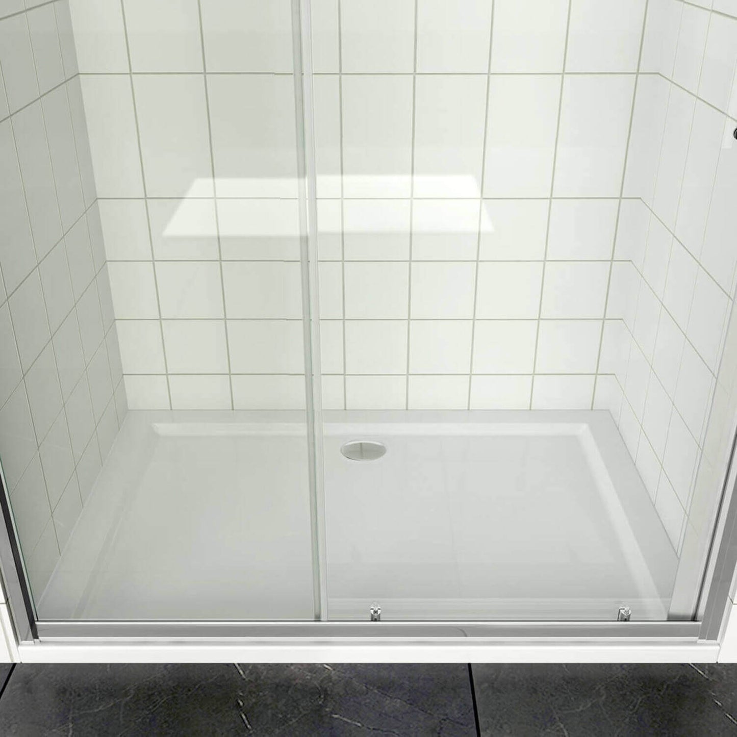 SONNI Puerta corredera de ducha  mampara de ducha de cristal, altura de 185 cm, cristal transparente
