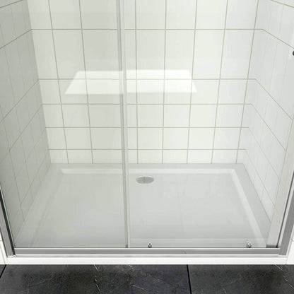 SONNI Puerta corredera de ducha  mampara de ducha de cristal, altura de 185 cm, cristal transparente