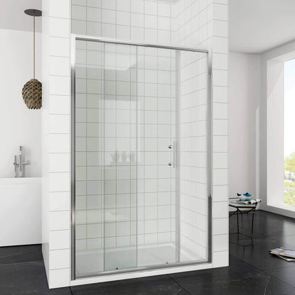 SONNI Puerta corredera de ducha  mampara de ducha de cristal, altura de 185 cm, cristal transparente