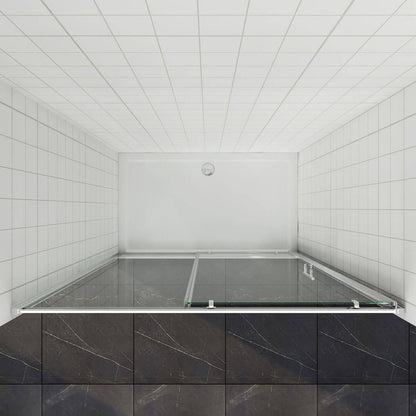 SONNI Puerta corredera de ducha  mampara de ducha de cristal, altura de 185 cm, cristal transparente